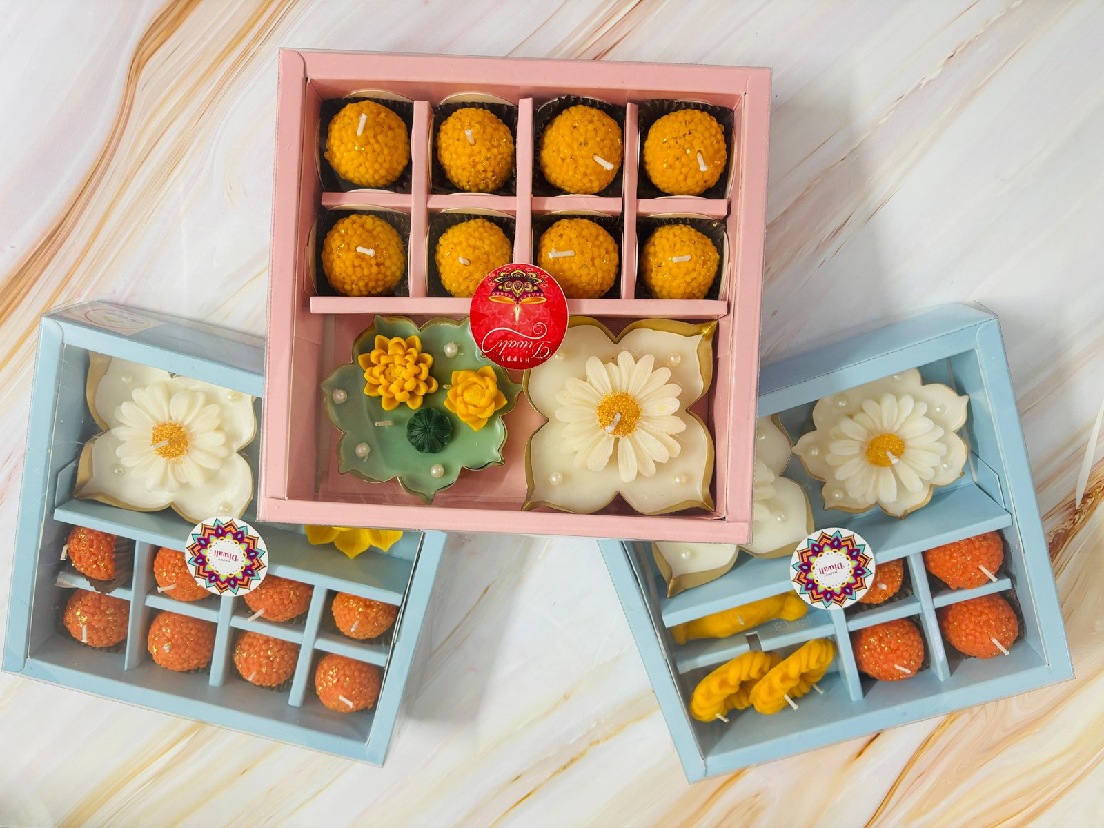 Diwali Decorative Candles Scented Mithai Sweets Shaped Wax Candles - for Festive Diwali Gifting and Home Decoration